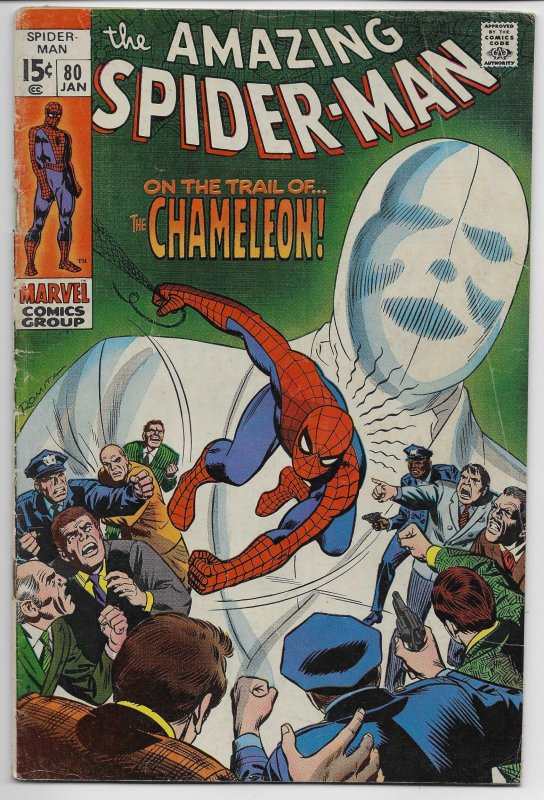 The Amazing Spider-Man #80 (Marvel Comics, 1970), raw comic book in VG+ condition — front cover