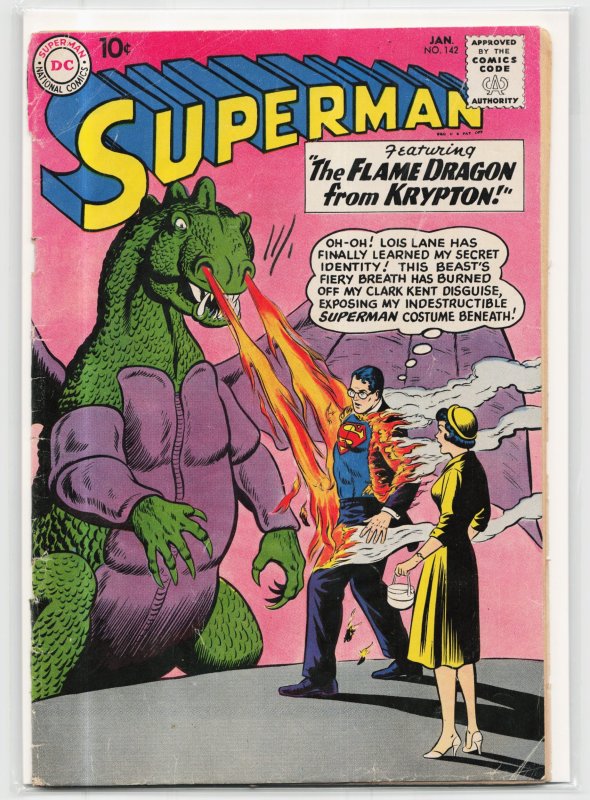 Superman #142 (DC Comics, 1961), raw, ungraded comic book — front cover