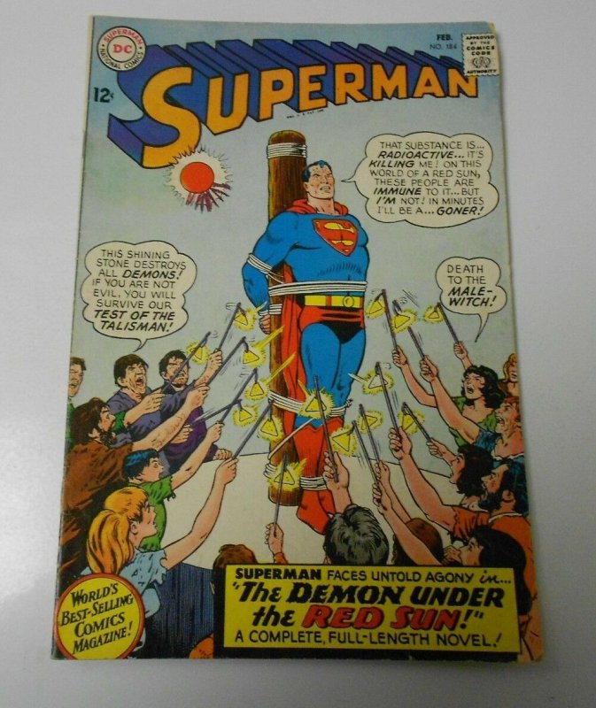 1966 Superman #184 VG 222 FN- LOT of 2 (1966), raw comic book in VG condition — front cover