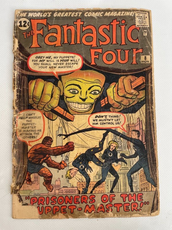 Fantastic Four #8 (Marvel Comics), raw comic book in PR condition — front cover