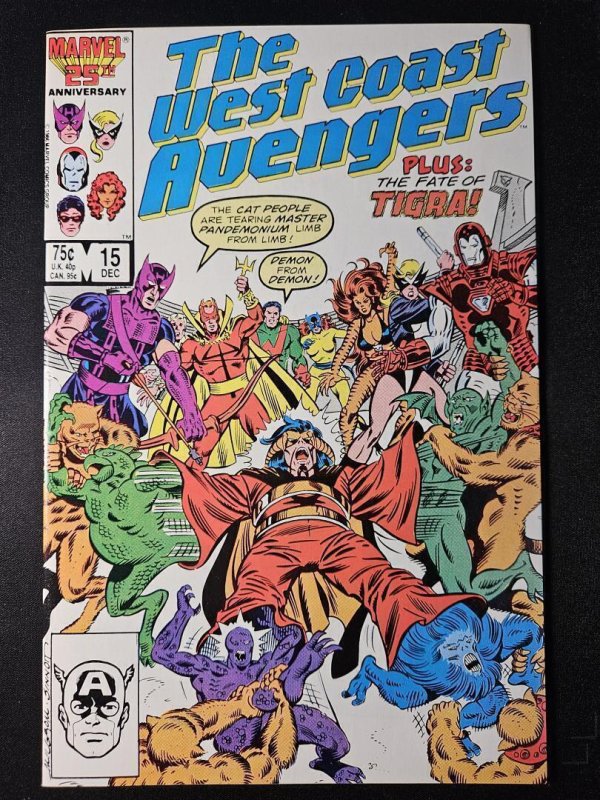 West Coast Avengers #15 (Marvel Comics, 1986), raw comic book in NM condition — front cover