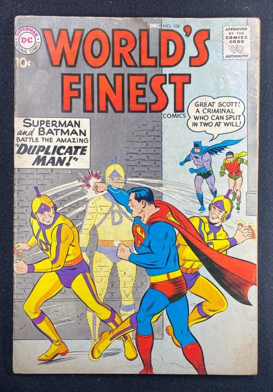 World's Finest #106 (DC Comics, 1941), raw comic book in VG- 3.5 condition — front cover