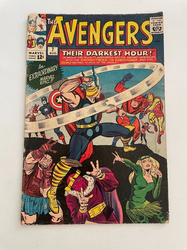 Avengers #7 (Marvel Comics), raw comic book in VG/FN condition — front cover