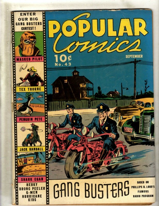 Popular Comics #43 (Dell Comics), raw comic book in FN condition — front cover