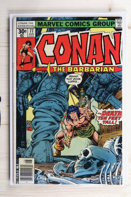 Conan the Barbarian #77 (Marvel Comics, 1977), raw comic book in VG/FN 5.0 condition — front cover