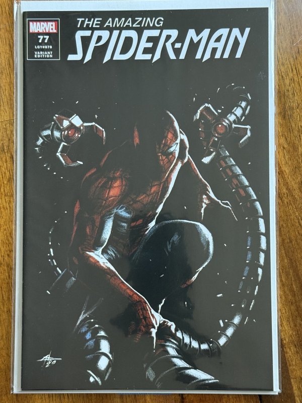 The Amazing Spider-Man #77 (Marvel Comics, 2021), raw comic book in NM+ 9.6 condition — front cover
