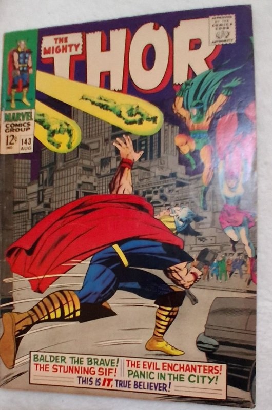 Thor #143 (Marvel Comics, 1967), raw, ungraded comic book — front cover