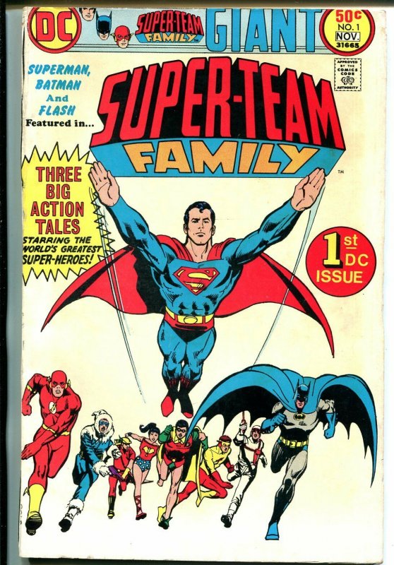 Super-Team Family #1 (DC Comics, 1975), raw comic book in VG condition — front cover
