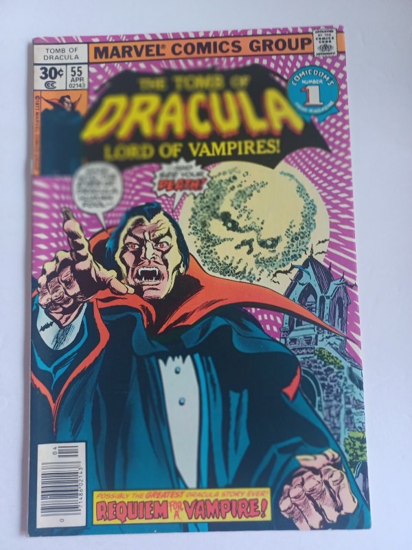Tomb of Dracula #55 (Marvel Comics, 1977), raw comic book in VF condition — front cover