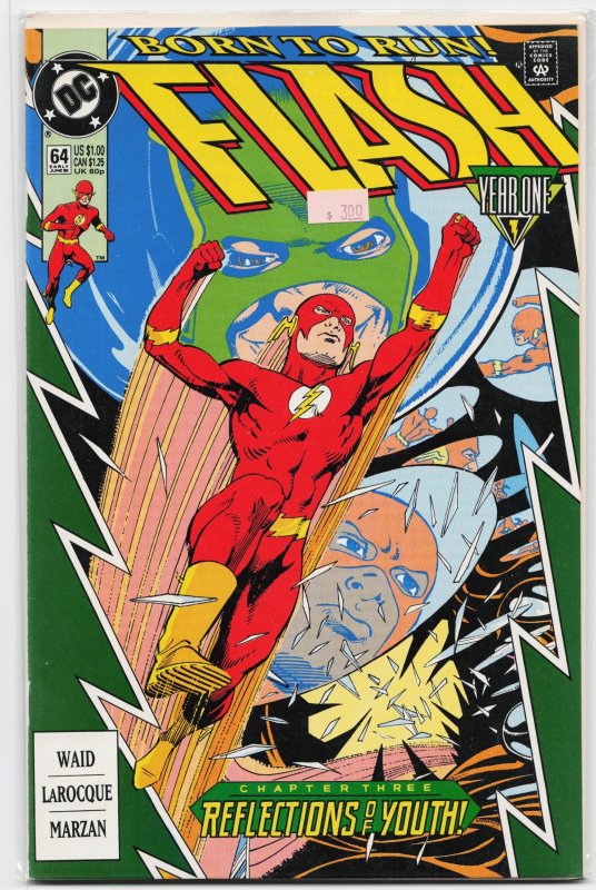The Flash #64 (DC Comics, 1992), raw, ungraded comic book — front cover