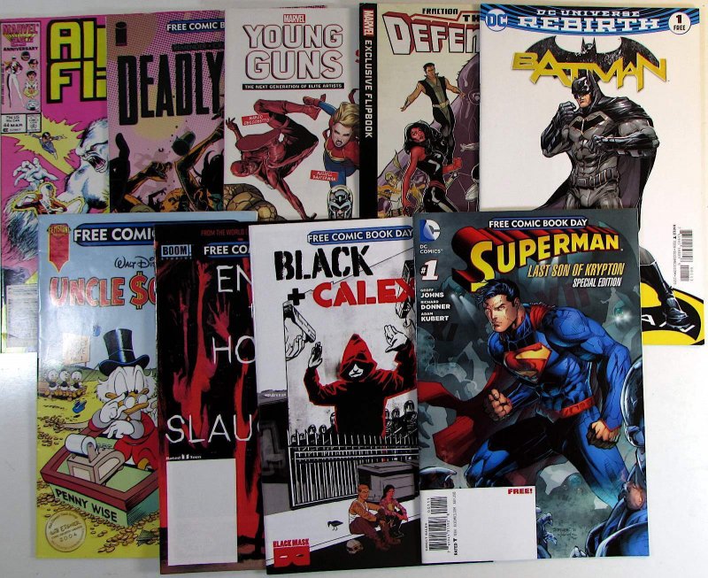 Mixed Lot 9 #Alpha Flight 44, FCBD Batman, Superman, Scrooge, Young Guns, ..., raw, ungraded comic book — front cover