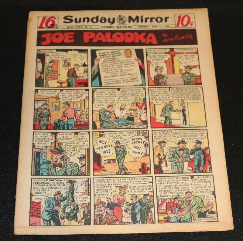 1950 Sunday Mirror Weekly Comic Section June 11tt (VF) Tons of Superman (1950), raw comic book in VF condition — front cover