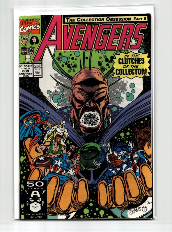 The Avengers #339 (Marvel Comics, 1991), raw, ungraded comic book — front cover
