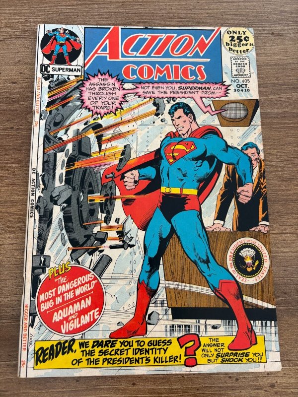 Action Comics #405 (DC Comics, 1971), raw comic book in VF- condition — front cover