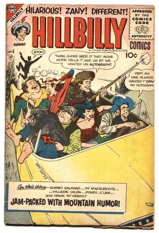 Hillbilly Comics #4 (Charlton Comics, 1956), raw comic book in VG/FN condition — front cover