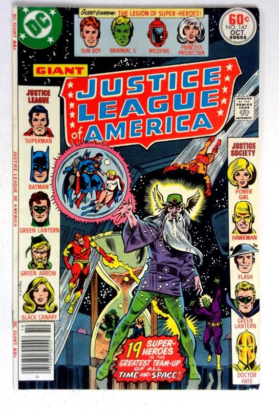 Justice League of America #147 (DC Comics, 1977), raw comic book in VF/NM condition — front cover