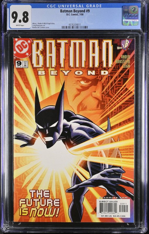 Batman Beyond #9 (DC Comics, 2000), CGC 9.8 graded comic book, Universal Blue label — front cover in its holder
