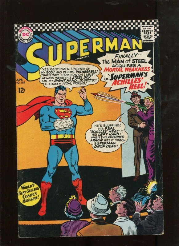 Superman #185 (DC Comics), raw comic book in 6.5 condition — front cover