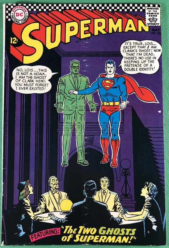 Superman #186 (DC Comics, 1939), raw comic book in VG- 3.5 condition — front cover