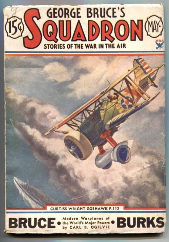 Pulp: George Bruce's Squadron Pulp May 1934-Goshawk F-112 FN (1934), raw comic book in FN condition — front cover