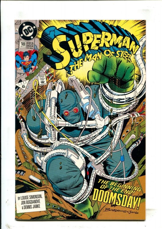 Superman: Man of Steel #18 (DC Comics, 1992), raw comic book in 9.0 condition — front cover
