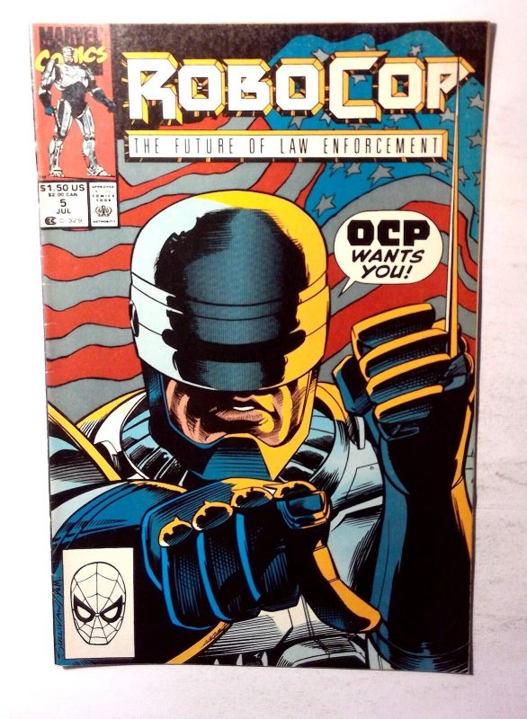 RoboCop #5 (Marvel Comics, 1990), raw, ungraded comic book — front cover