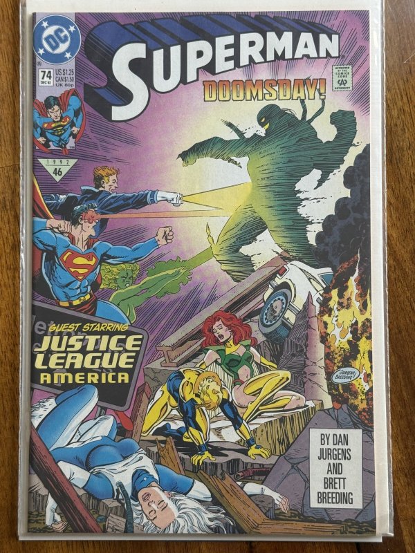 Superman #74 (DC Comics, 1992), raw comic book in NM 9.4 condition — front cover