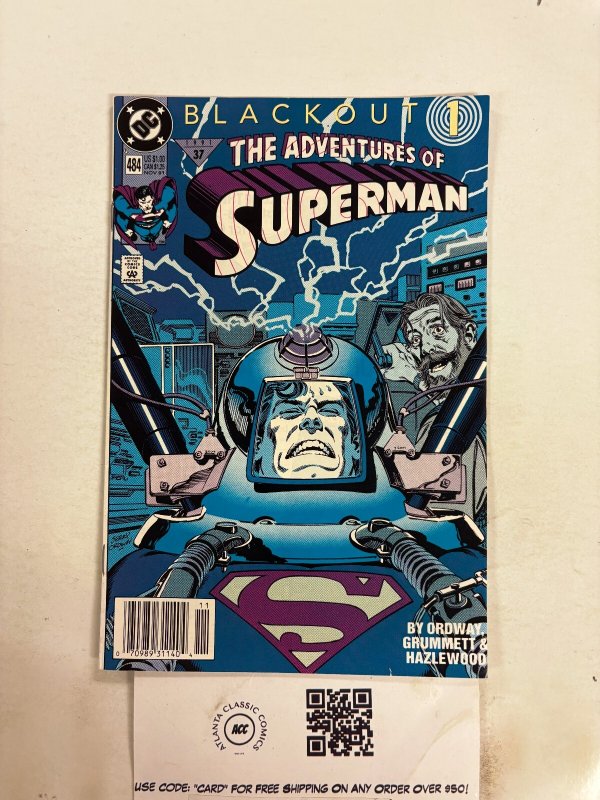 The Adventures of Superman #484 (DC Comics), raw comic book in NM condition — front cover