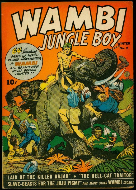 Wambi Jungle Boy #2 (Fiction House, 1942), raw comic book in VF condition — front cover