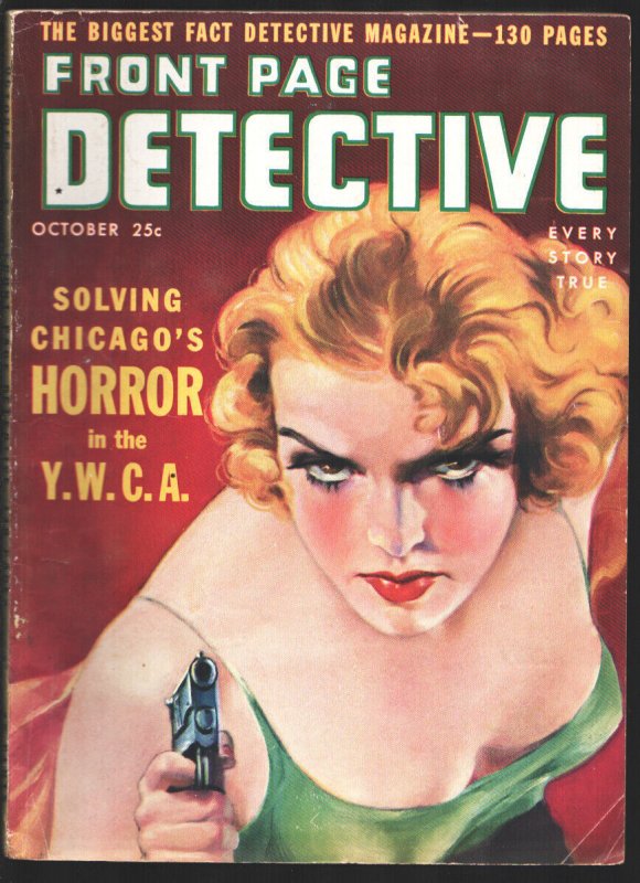 Front Page Detective 10/1936-Gun Moll Cover art by Delos Palmer-Wanted Poster..., raw, ungraded comic book — front cover