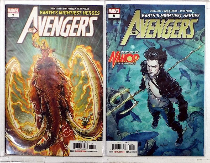 Avengers Lot of 2 #7, 9 (2018) Marvel Comics 8th Series 1st Print Comic Books (Marvel Comics, 2018), raw, ungraded comic book — front cover