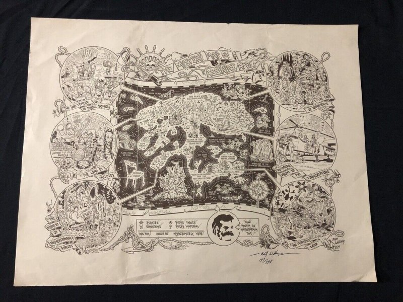 Mystery Map of Assinine Atoll Signed Poster Robt Williams, raw, ungraded comic book — front cover