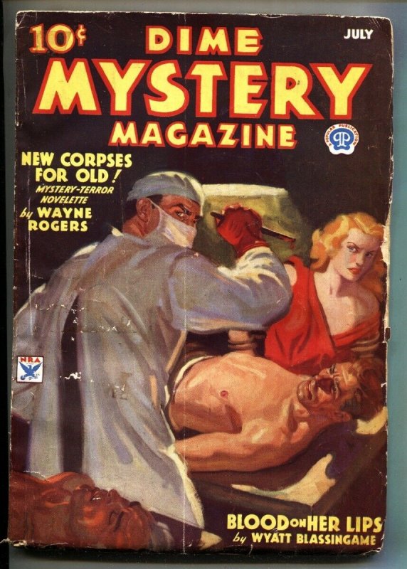 Dime Mystery 7/1934-Baumhofer Cover-Weird MENACE-SPICY-SAUCY-vg-, raw, ungraded comic book — front cover