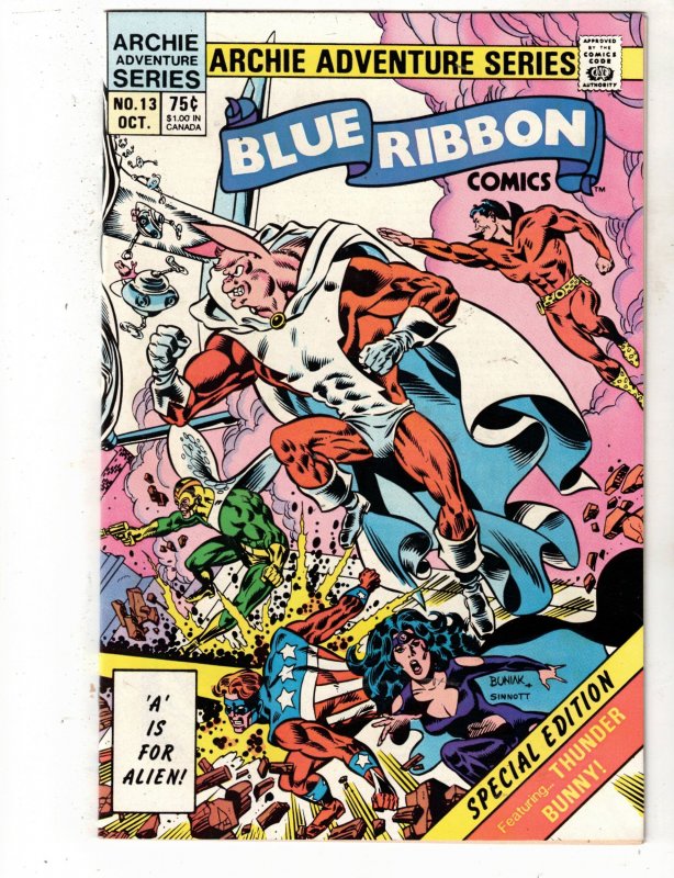 Blue Ribbon Comics #13 (1984), raw comic book in NM- condition — front cover