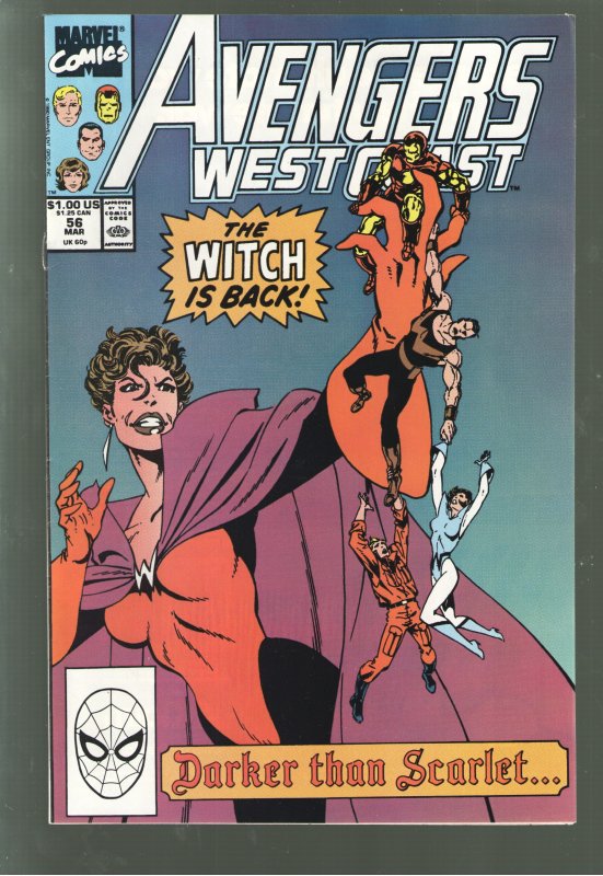 West Coast Avengers #55 (Marvel Comics, 1990), raw comic book in NM condition — front cover