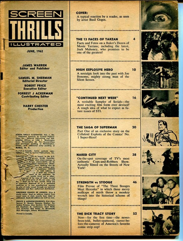 MAG: Screen Thrills Illustrated #1, raw, ungraded comic book — front cover