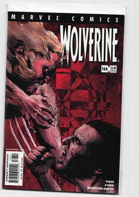 Wolverine #166 (Marvel Comics, 2001), raw, ungraded comic book — front cover