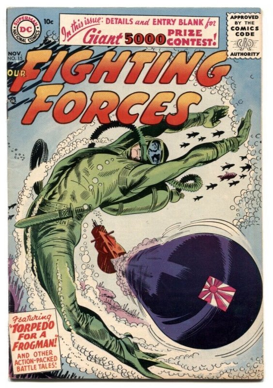 Our Fighting Forces #15 (DC Comics, 1956), raw comic book in VF- condition — front cover