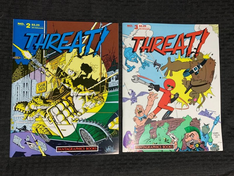 1986 Threat Fantagrahics Magazine #2 3 & 4 Fn+/fvf LOT of 3 (1986), raw comic book in FN+ condition — front cover