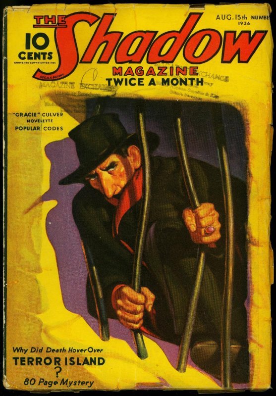 Pulp: The Shadow Pulp April #15 (1936), raw comic book in VG condition — front cover