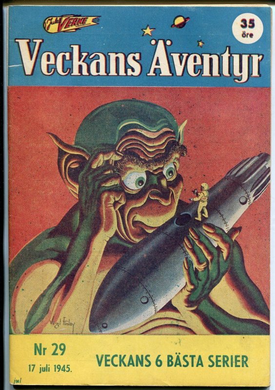 Jules Verne Veckans Aventyr Vol.6 #29 (1945), raw comic book in VF condition — front cover