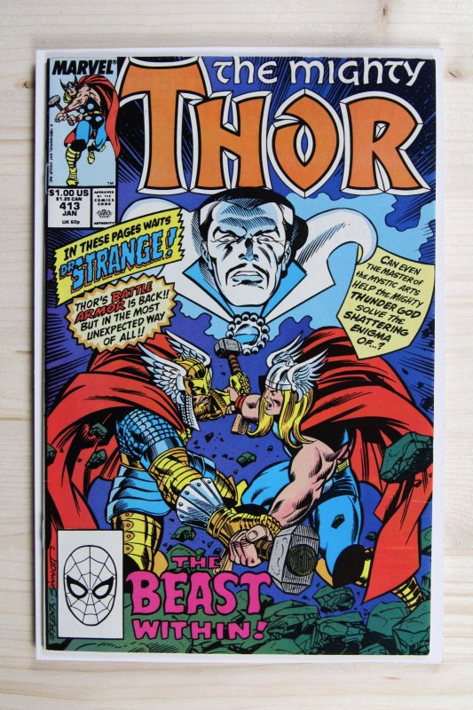 The Mighty Thor #413 (Marvel Comics, 1990), raw comic book in VF/NM 9.0 condition — front cover