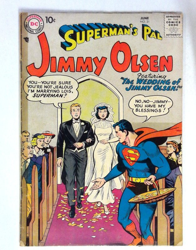 Superman's Pal Jimmy Olsen #21 (DC Comics, 1957), raw, ungraded comic book — front cover