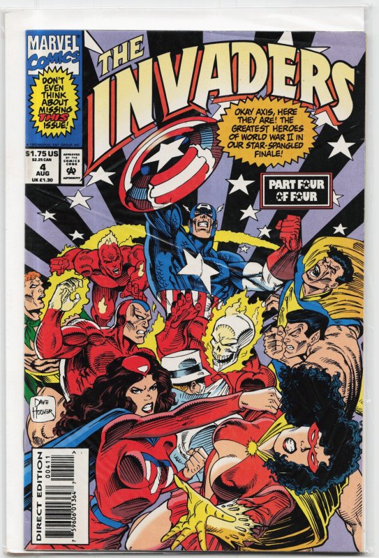 The Invaders #4 (Marvel Comics, 1993), raw, ungraded comic book — front cover