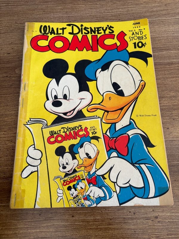 Walt Disney Comics & Stories #33 (Dell Comics, 1943), raw, ungraded comic book — front cover