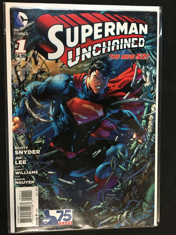 Superman Unchained New 52 Jim Lee #1-9 Vf-Nm, raw comic book in NM condition — front cover