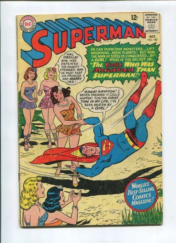 Superman #180 (DC Comics, 1965), raw comic book in VG condition — front cover