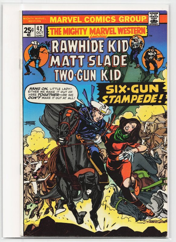 The Mighty Marvel Western #42 (Marvel Comics, 1975), raw, ungraded comic book — front cover