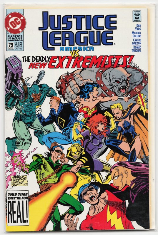 Justice League America #79 (1993), raw, ungraded comic book — front cover
