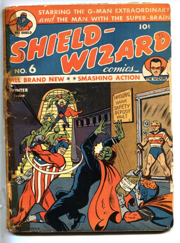 SHIELD Wizard Comic #6 (MLJ Magazines, 1941), raw, ungraded comic book — front cover